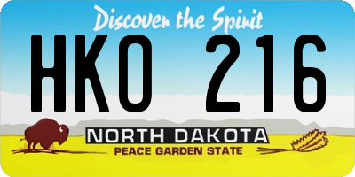 ND license plate HKO216