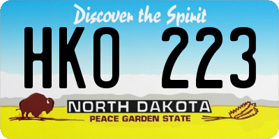 ND license plate HKO223