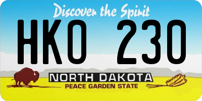 ND license plate HKO230