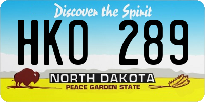 ND license plate HKO289
