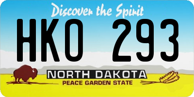 ND license plate HKO293