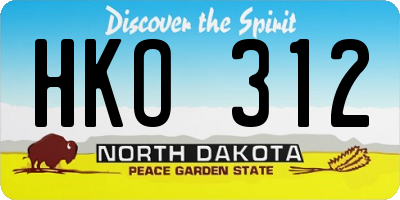 ND license plate HKO312