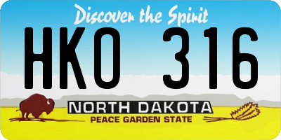 ND license plate HKO316