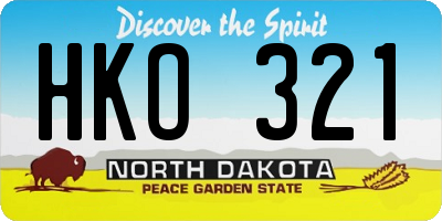 ND license plate HKO321