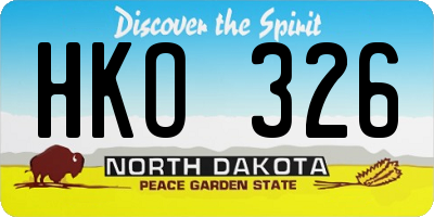 ND license plate HKO326