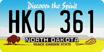 ND license plate HKO361
