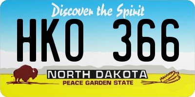 ND license plate HKO366