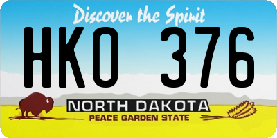 ND license plate HKO376