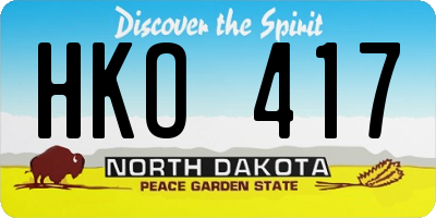 ND license plate HKO417