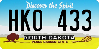 ND license plate HKO433