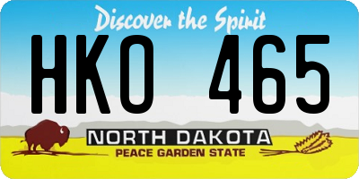 ND license plate HKO465