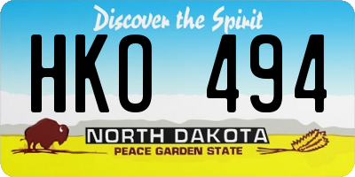 ND license plate HKO494