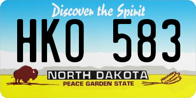 ND license plate HKO583
