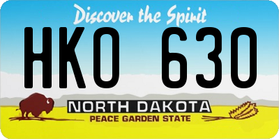 ND license plate HKO630