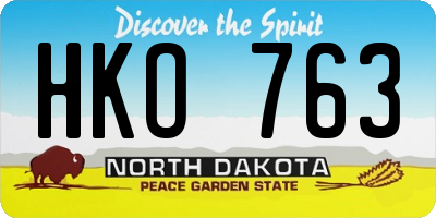 ND license plate HKO763