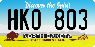 ND license plate HKO803