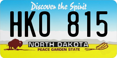 ND license plate HKO815