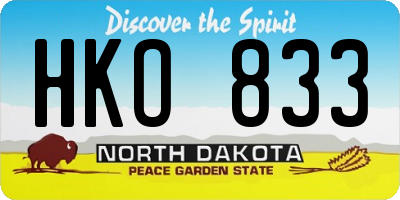 ND license plate HKO833