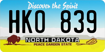 ND license plate HKO839