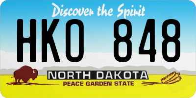 ND license plate HKO848