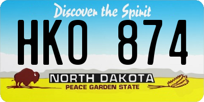 ND license plate HKO874