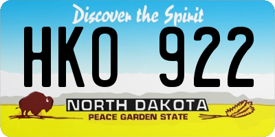 ND license plate HKO922