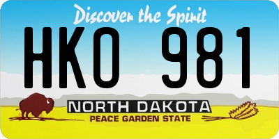 ND license plate HKO981