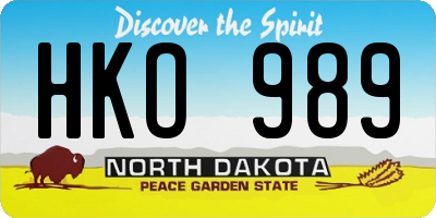 ND license plate HKO989