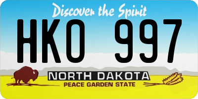 ND license plate HKO997