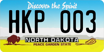 ND license plate HKP003