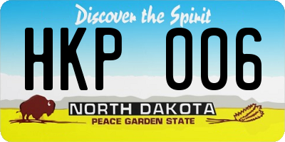 ND license plate HKP006