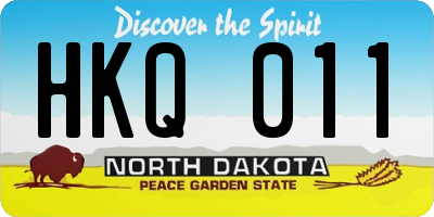 ND license plate HKQ011