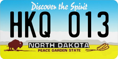 ND license plate HKQ013