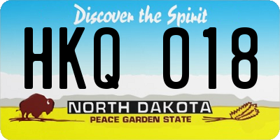 ND license plate HKQ018