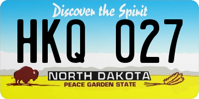 ND license plate HKQ027