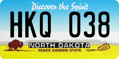 ND license plate HKQ038