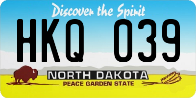 ND license plate HKQ039