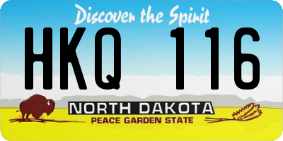 ND license plate HKQ116