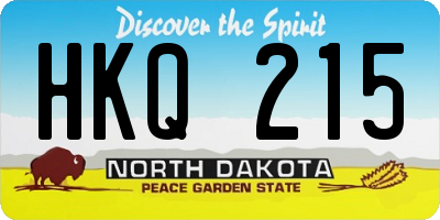 ND license plate HKQ215