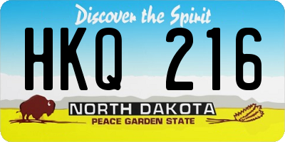 ND license plate HKQ216