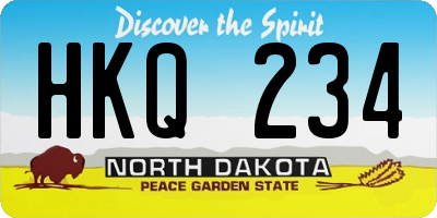 ND license plate HKQ234