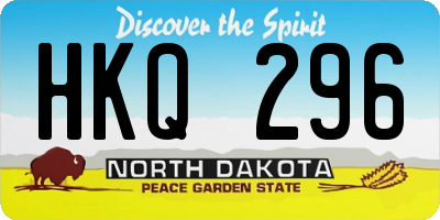 ND license plate HKQ296