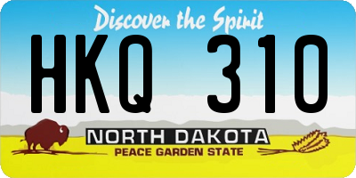 ND license plate HKQ310