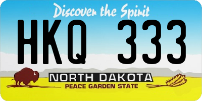 ND license plate HKQ333