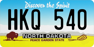 ND license plate HKQ540