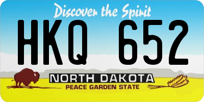ND license plate HKQ652
