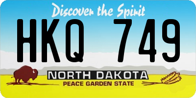ND license plate HKQ749