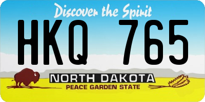 ND license plate HKQ765