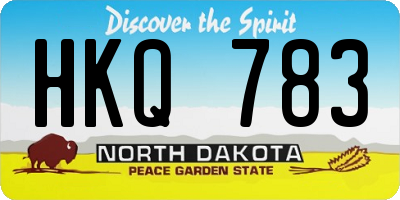 ND license plate HKQ783