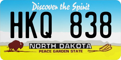 ND license plate HKQ838
